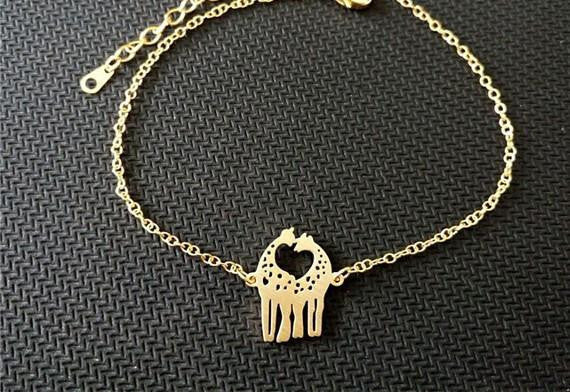 Silver Gold Plated Love Giraffe Bracelet - WikiWii