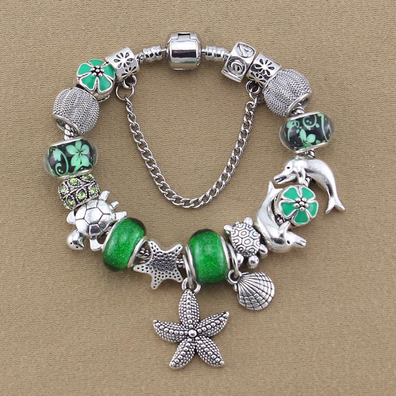 Silver Plated Bracelet Starfish / Dolphin / Sea turtle - WikiWii