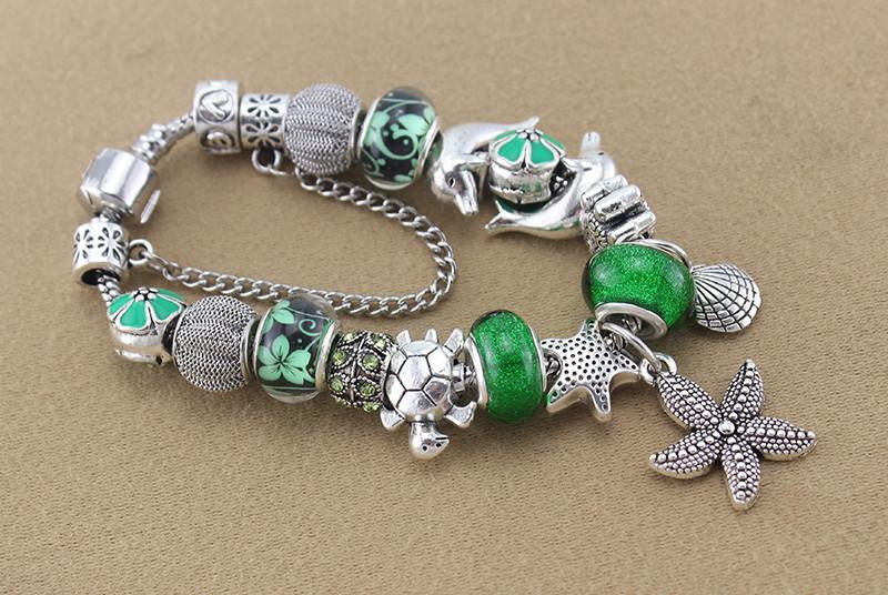 Silver Plated Bracelet Starfish / Dolphin / Sea turtle - WikiWii