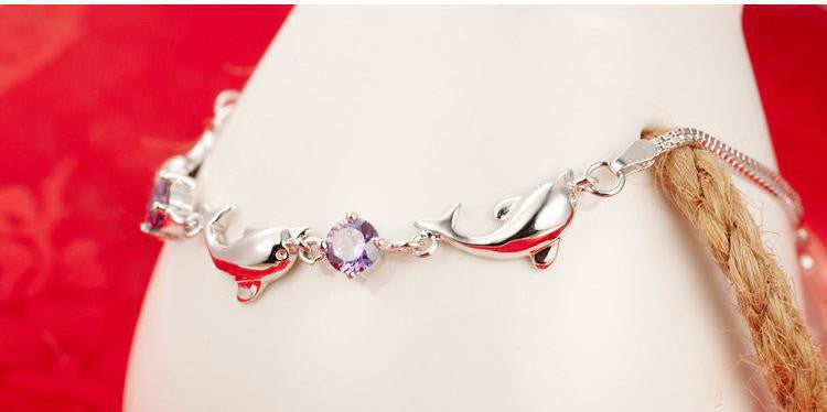 Silver Plated Dolphin Bracelet - WikiWii