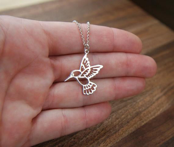 Silver Plated Hummingbird Necklace - WikiWii