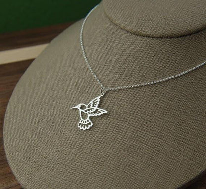 Silver Plated Hummingbird Necklace - WikiWii