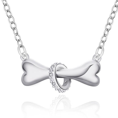 Silver Plated Necklace Dog Bone Chain Necklaces - WikiWii