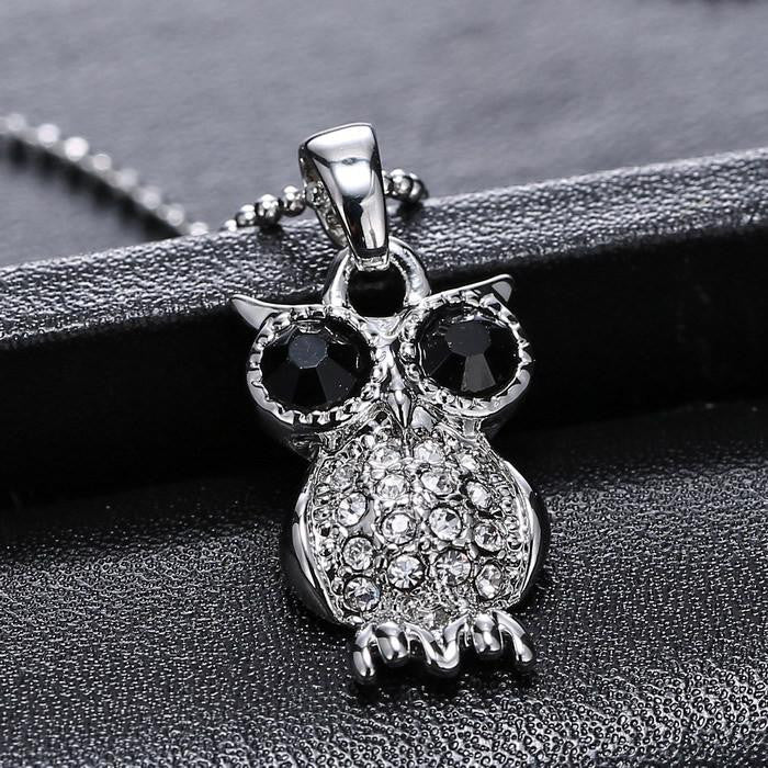 Silver Plated Owl Long Chain Necklaces - WikiWii