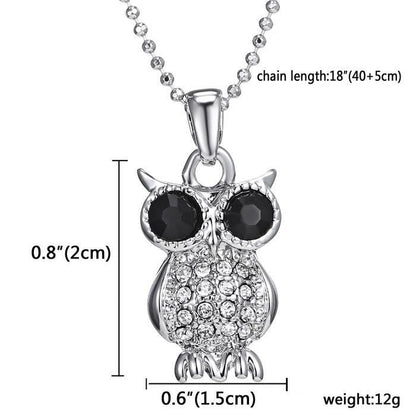 Silver Plated Owl Long Chain Necklaces - WikiWii