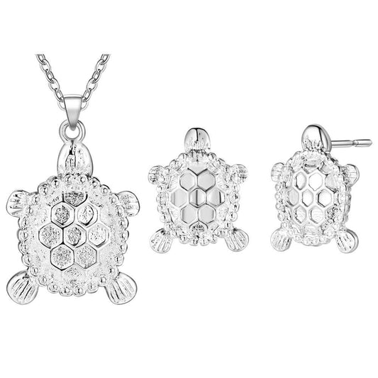 Silver Plated Sea Turtle Sets Necklace Earring - WikiWii