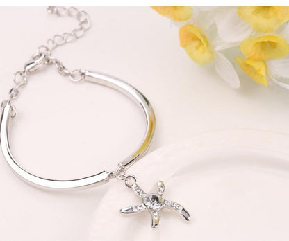 Silver Plated Starfish Bracelet Bracelets - WikiWii