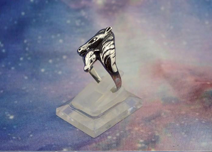 Stainless Steel Mother Horse and Little Horse Ring - WikiWii