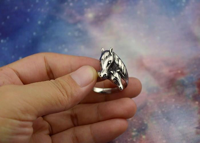 Stainless Steel Mother Horse and Little Horse Ring - WikiWii