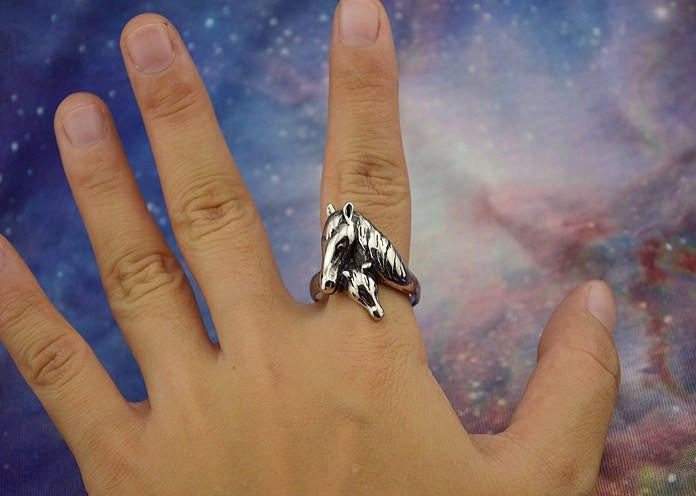 Stainless Steel Mother Horse and Little Horse Ring - WikiWii