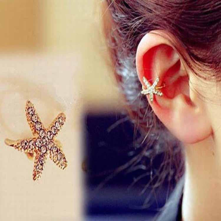 Starfish Crystal Drill Earrings - WikiWii