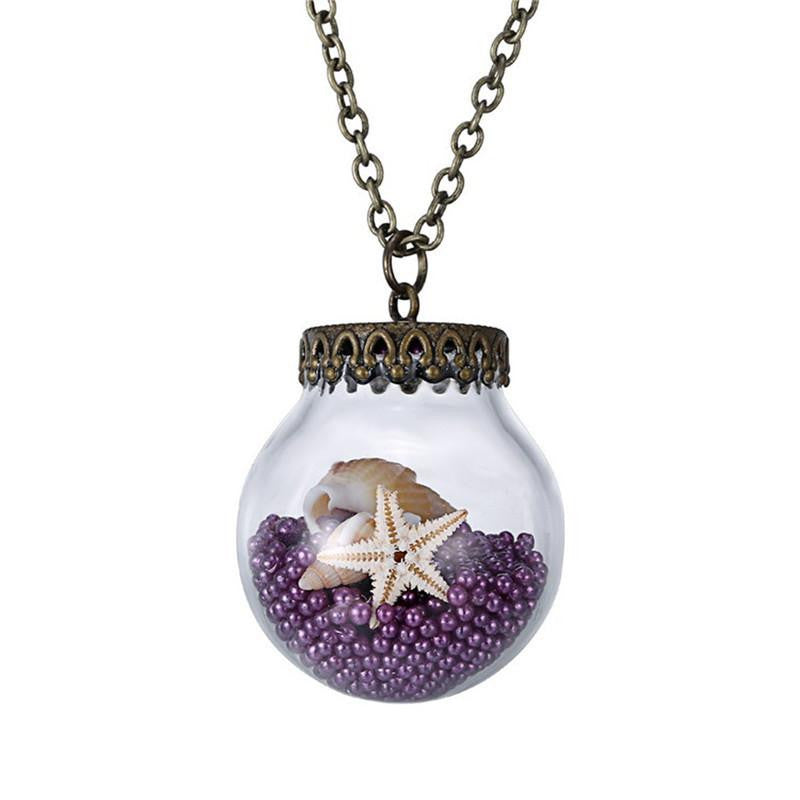 Starfish in a glass jar necklace - WikiWii