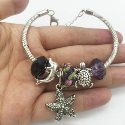 Starfish Sea Turtle Dolphin Charm Bracelet - WikiWii