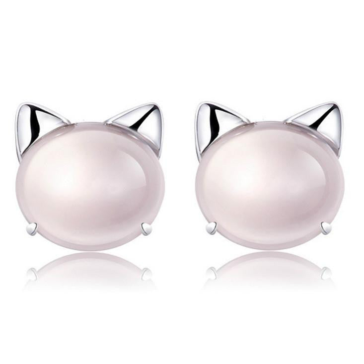 Sterling Silver Pink Ross Quartz Cat Head - WikiWii