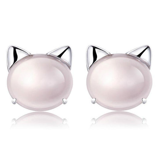 Sterling Silver Pink Ross Quartz Cat Head - WikiWii