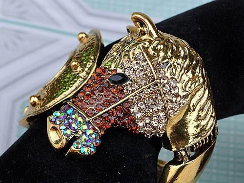 Topaz Crystal Rhinestone Horse Bangles - WikiWii