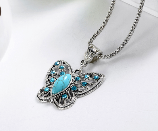 Turquoise Butterfly Necklace - WikiWii