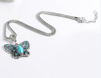 Turquoise Butterfly Necklace - WikiWii