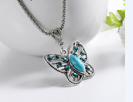 Turquoise Butterfly Necklace - WikiWii