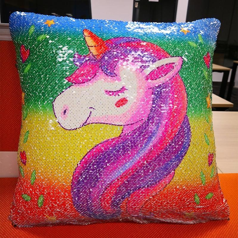 Unicorn sequin pillow - WikiWii