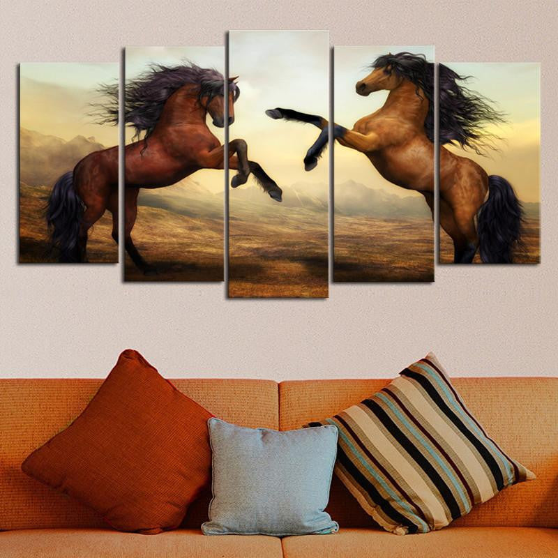 Unframed 5 Pcs Horse Wall Picture - WikiWii