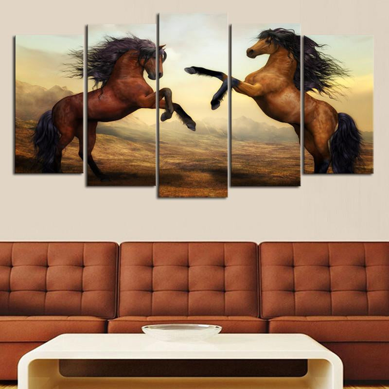 Unframed 5 Pcs Horse Wall Picture - WikiWii