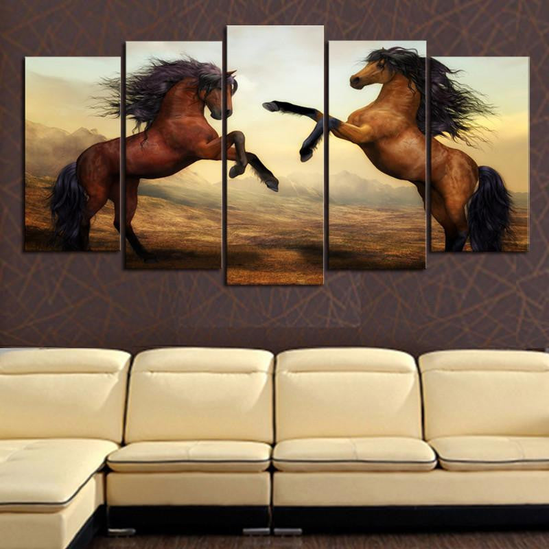 Unframed 5 Pcs Horse Wall Picture - WikiWii