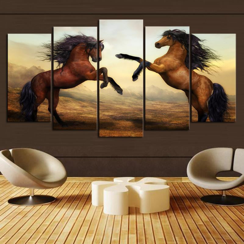 Unframed 5 Pcs Horse Wall Picture - WikiWii