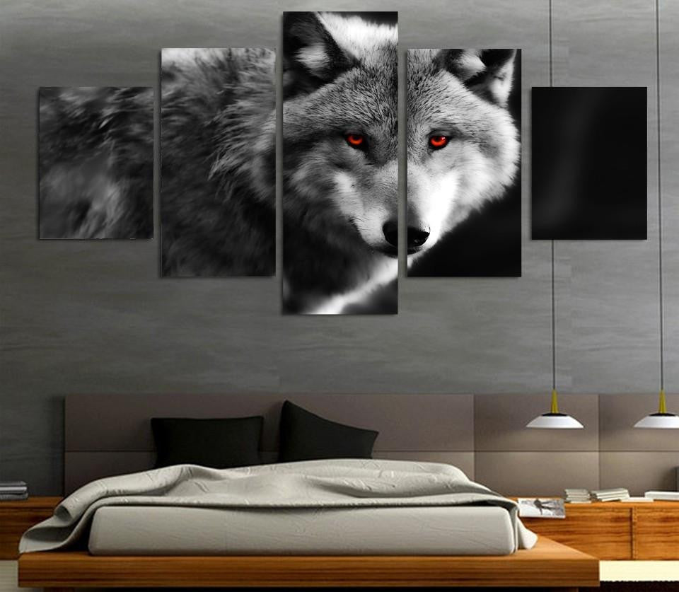 Unframed 5Pcs Wolf Wall Pictures - WikiWii