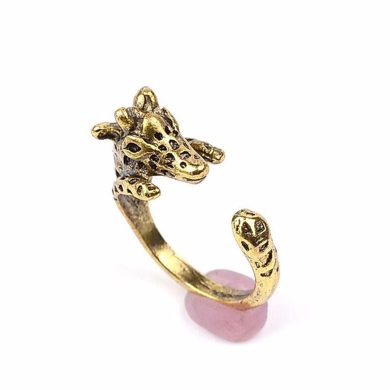 vintage silver/bronze plated giraffe Ring - WikiWii