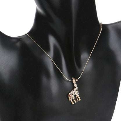 white crystal giraffe necklace - WikiWii