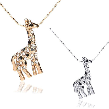 white crystal giraffe necklace - WikiWii